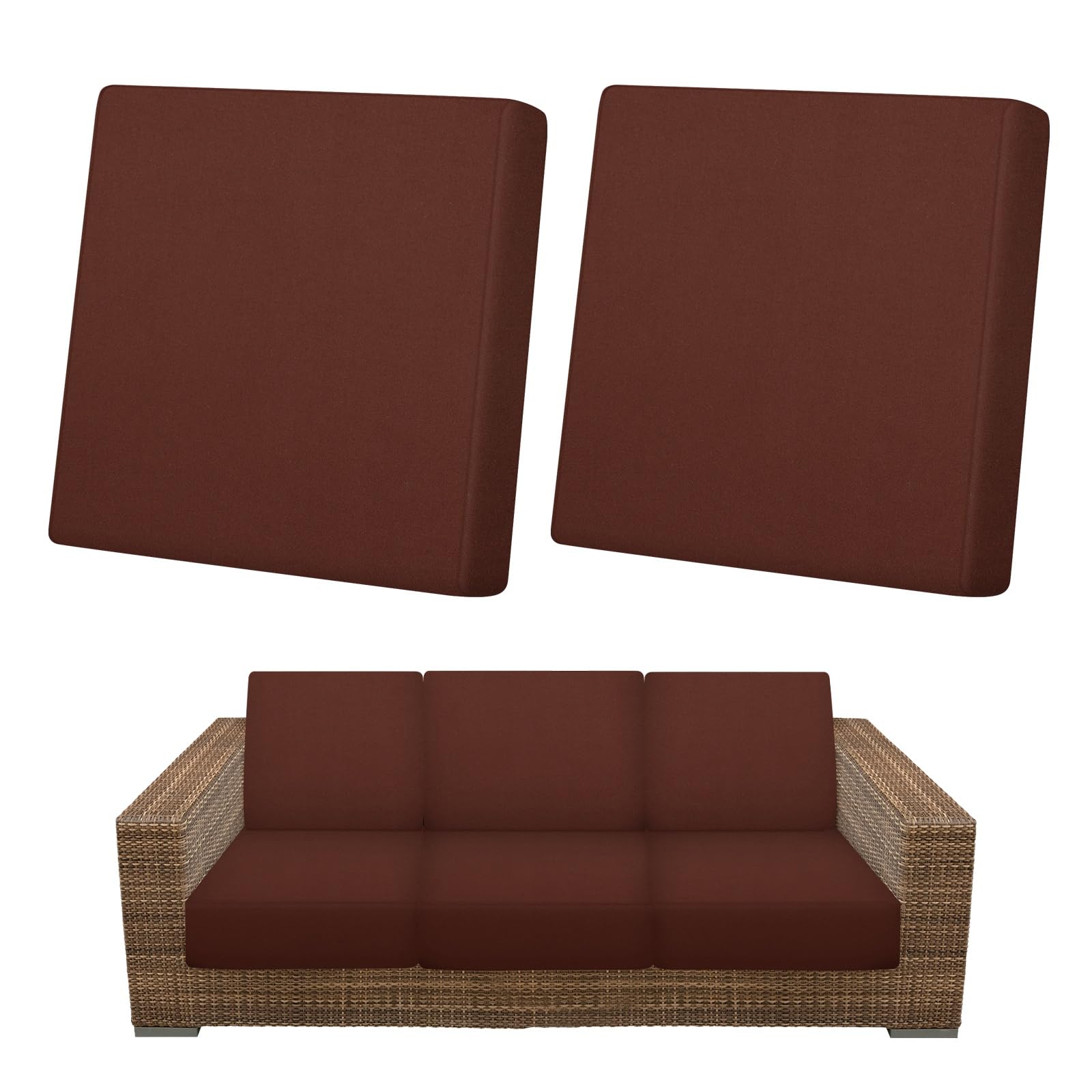 M METERXITY 2-Pack Outdoor Cushion Covers, Stretch Patio Cushion Replacement Slipcovers for Outdoor Couch/Sofa Cushion Covers, Washable Reusable Furniture Protector [Chocolate]