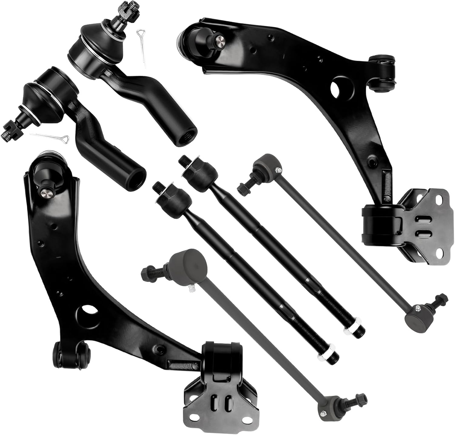 SCITOO 8pcs Front Suspension Kit Lower Control Arm with Ball Joint fit 2010-2013 for Mazda 3 with Inner Outer Tie Rod End Sway Bar Link