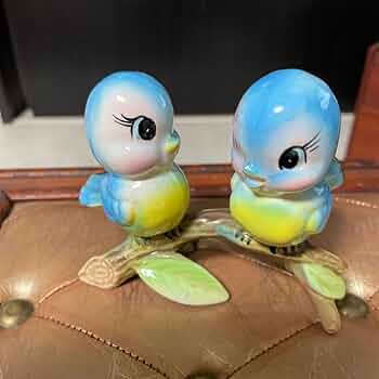 Amazon.co.jp: ブルーバード Bluebirds 青い小鳥 陶器 置物 昭和