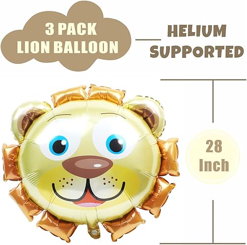 Miniatura 3 de Globos de cabeza de león 3D de animales de la selva, globos de león de carnaval para niños y niñas, suministros de fiesta de feliz cumpleaños,