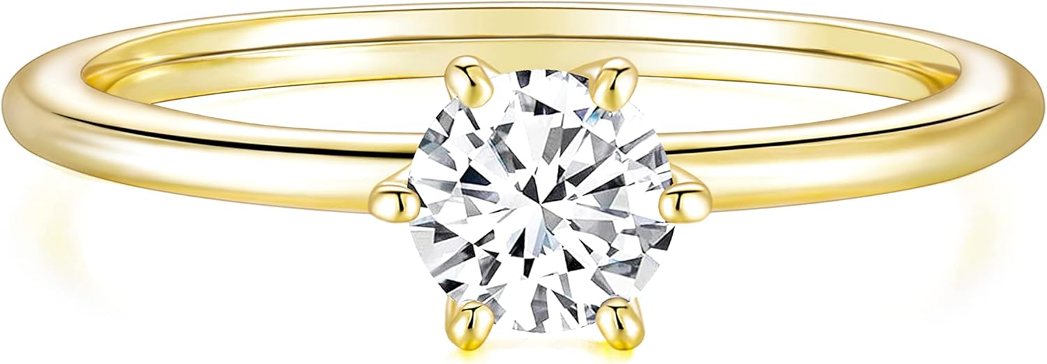 TIGRADE 1.5mm Eternity Ring Round Cut Cubic Zirconia Anniversary Ring Minimalist High Polished Promise Ring for Women Size 3-11