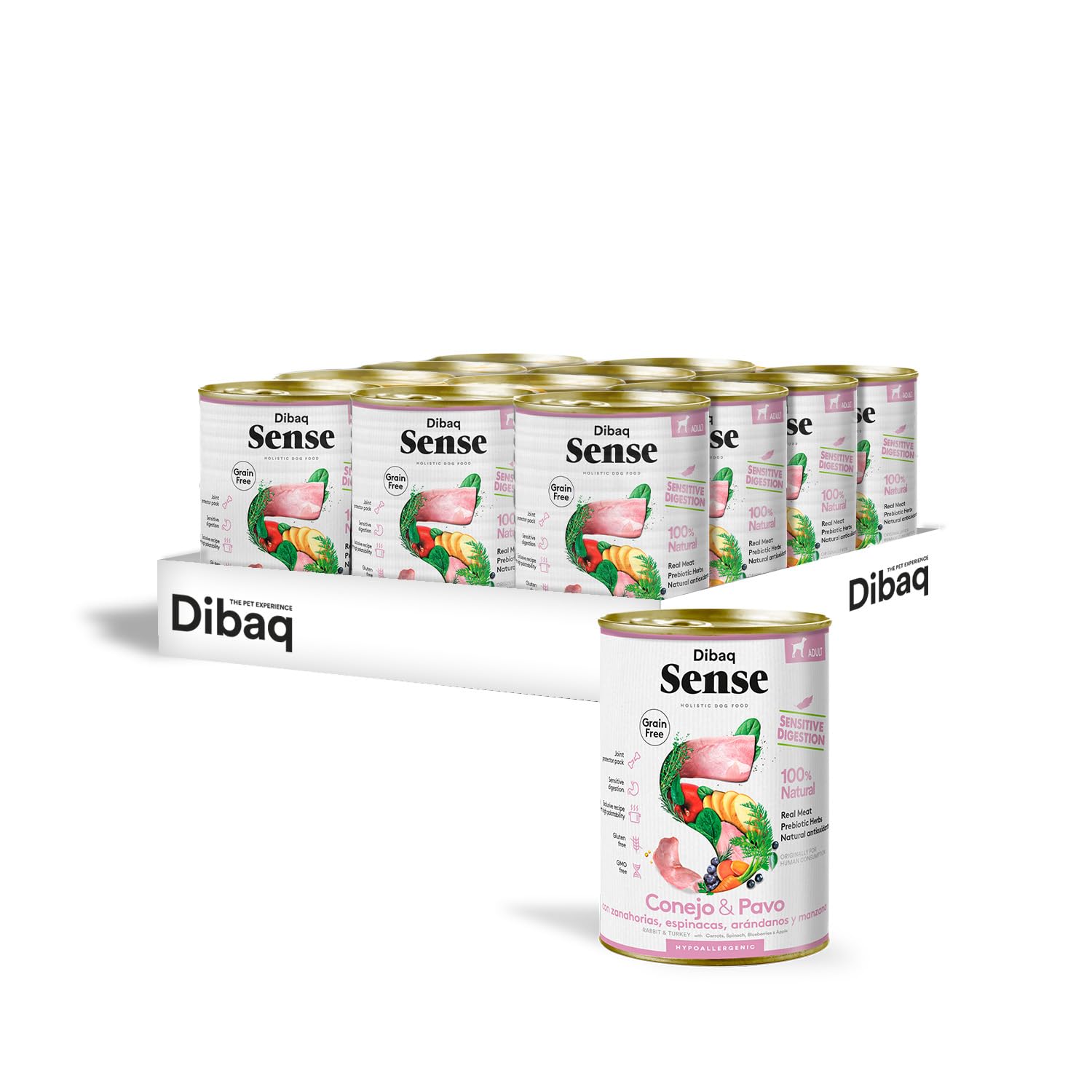 Dibaq Sense Grain Free Sensitive Conejo y Pavo, 12 uds x 380 gr