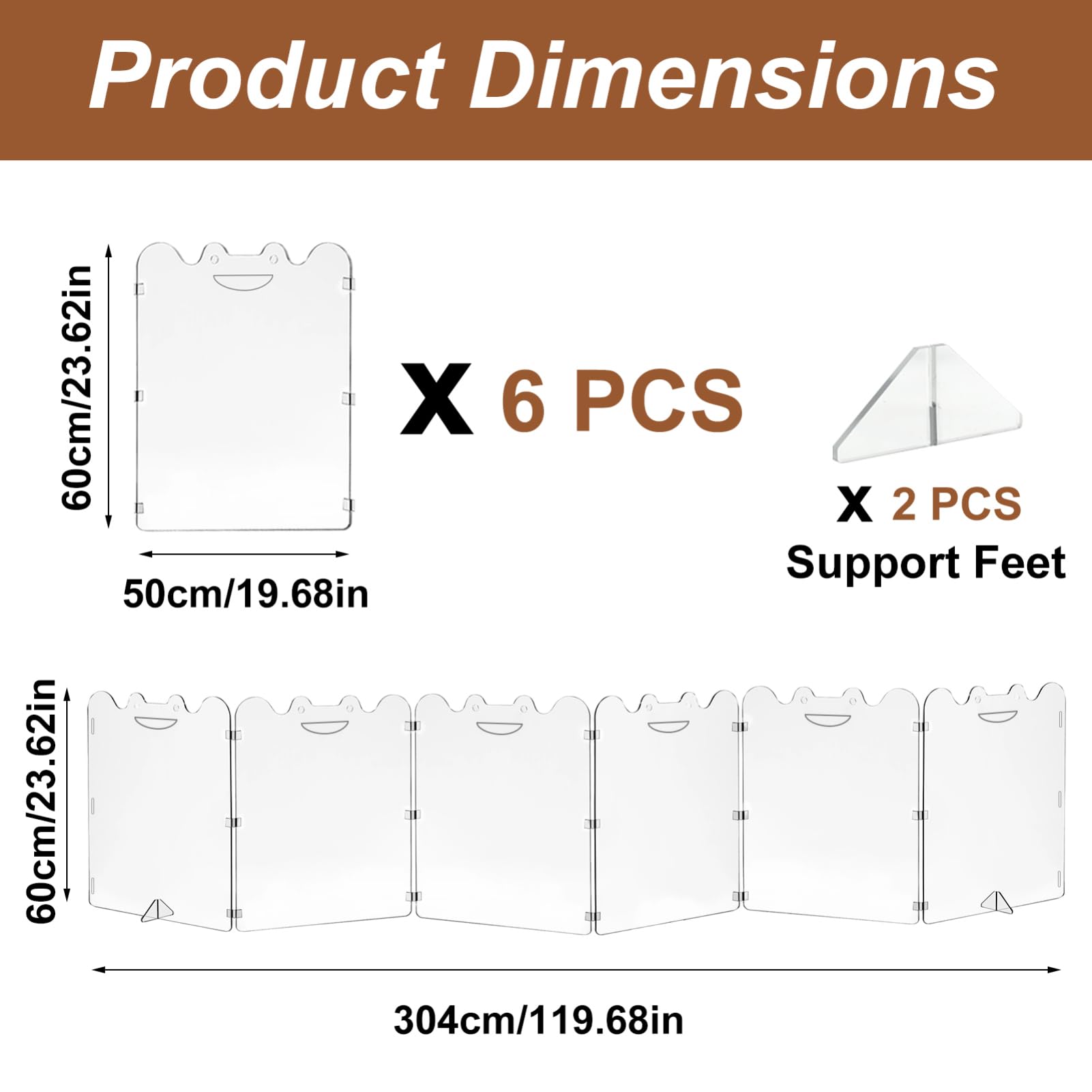 Rejilla transparente plegable para mascotas, 4 o 6 paneles, rejilla para perros plegable de acrílico con asas de transporte, barrera transparente, para puertas, escaleras interiores, pasillos