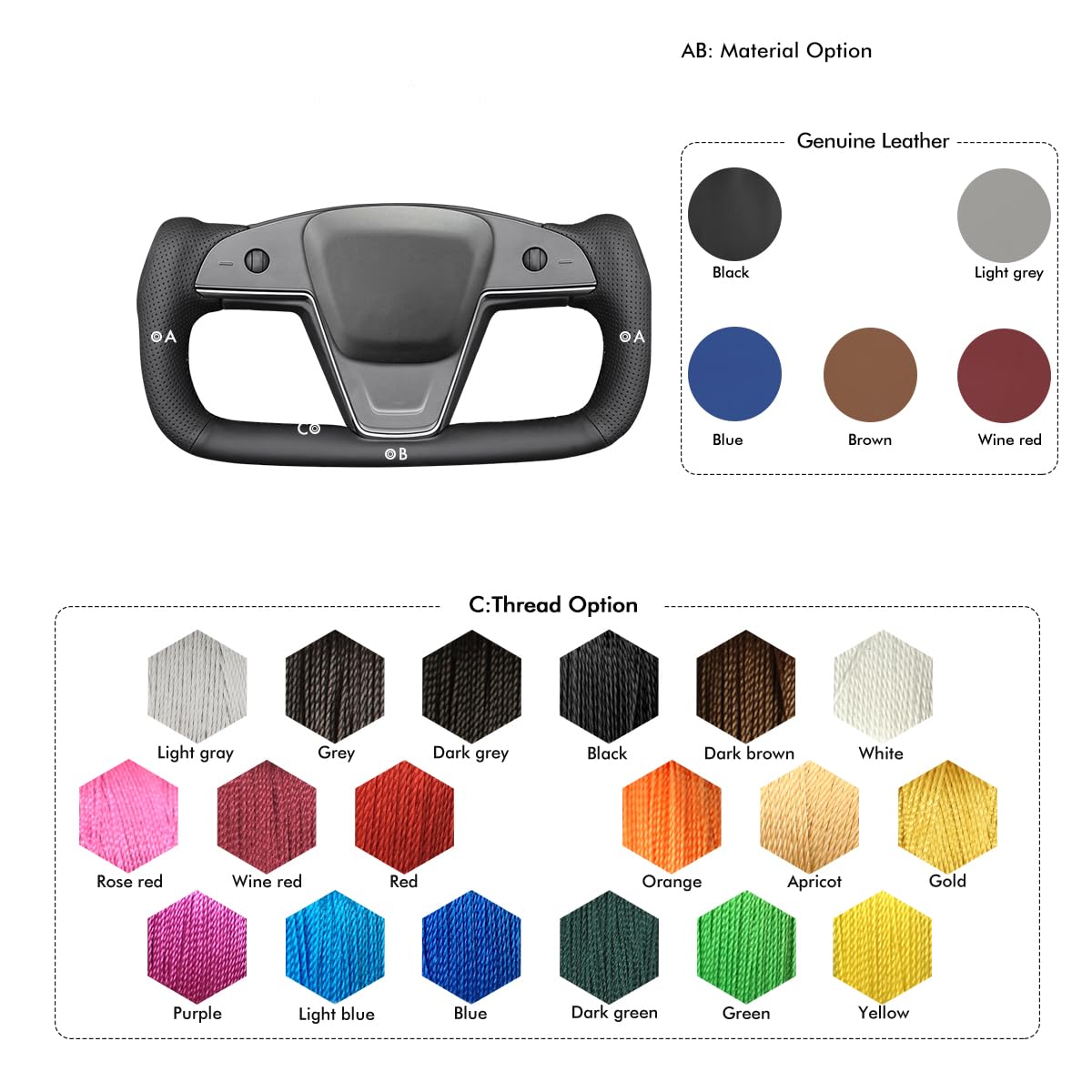 MEWANT Funda de Volante para Yoke Style Steering Wheel para Tesla Model S 2021-2023 / Model X 2021-2023 Cubierta de Volante | Style Steering Wheel / Tesla Model S 2021-2023 / Model X 2021-2023 Yoke Transpirable Para Volantes Calefactados Duradero