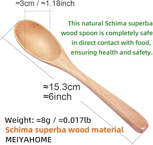 Miniatura 2 de Meiyahome 4 piezas de té de 6 pulgadas y 5.9 in de uso diario, café, cuchara de madera mezcladora de leche, cucharas de postre de madera maciza de