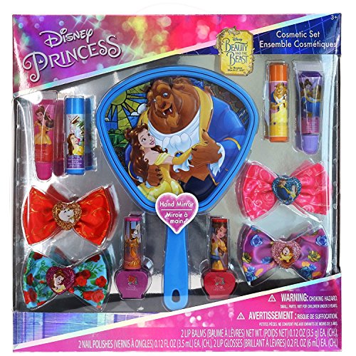 TownleyGirl Beauty and The Beast Cosmetic Set with Mirror (Includes Water Based Nail Polish)