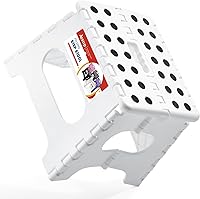 Vista 38 de ACSTEP Taburete plegable de 9 pulgadas, capacidad de 300 libras, taburete antideslizante con asa, taburetes plegables de plástico para niños, Negro