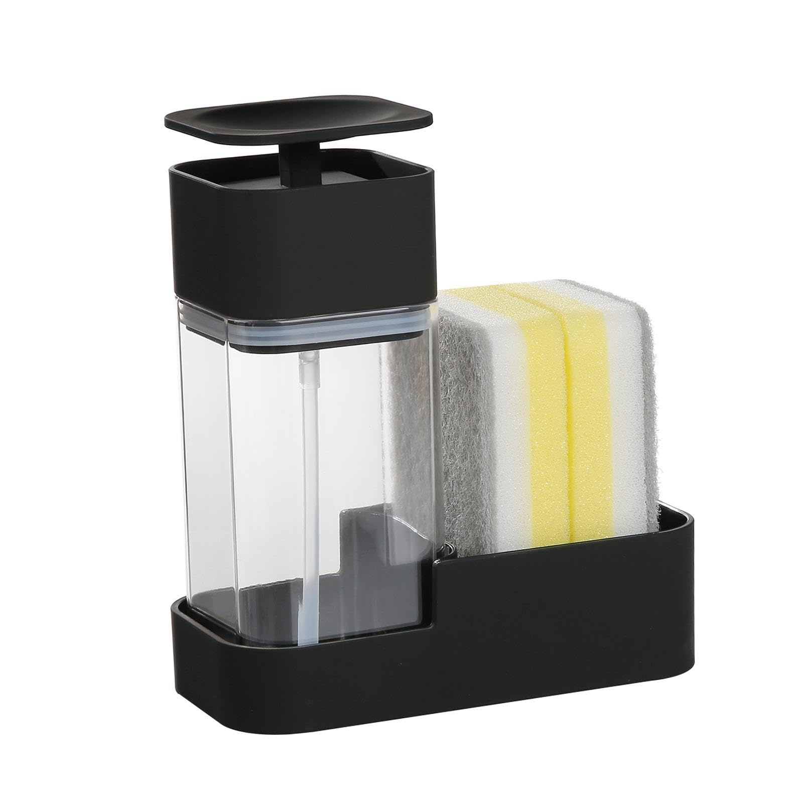 PIXZCSA Space Efficient Soap Dispenser And Sponge Holder Kitchen Easy To Fill No Messy Soap Surfaces Built Dispenses Easily Dispenser Sponge Holder Scrubbers