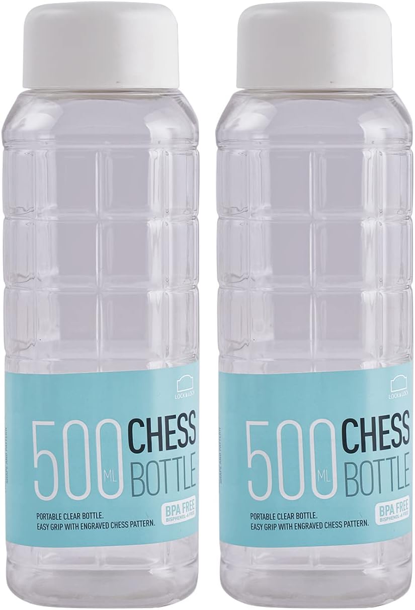 Lock & Lock Chess Water Bottle - 500ml_White (Pack of 2)