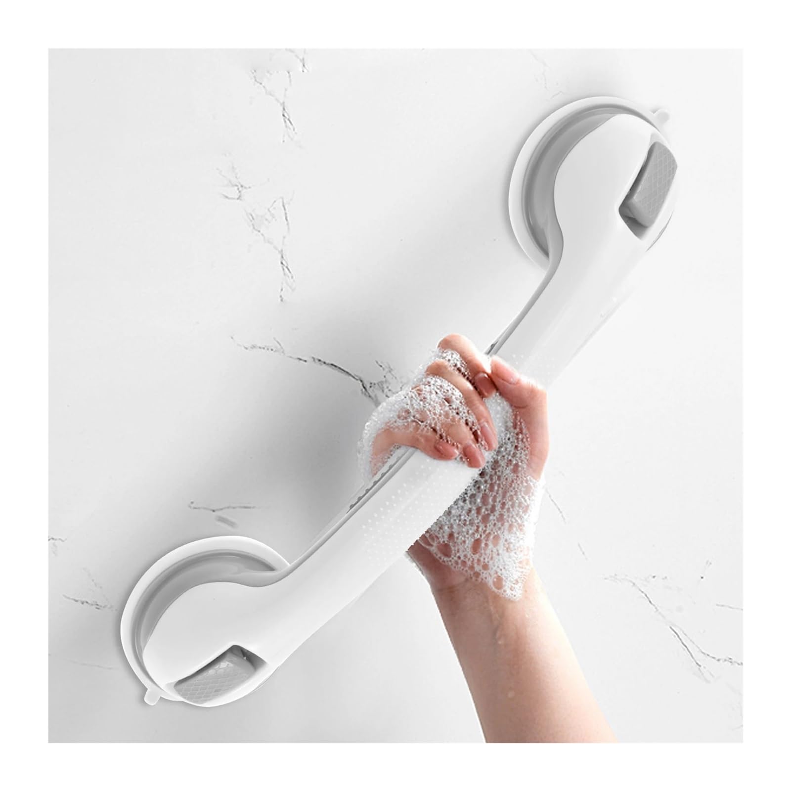 Lot de 2 poignées de douche antidérapantes, barre d'appui for toilettes, salle de bain, baignoire, plastique, ventouse(Large 420mm)
