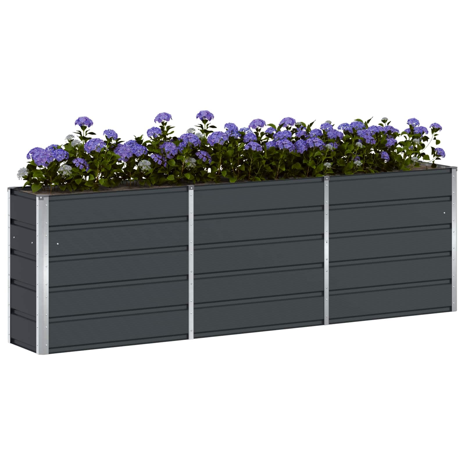 Pflanzkübel Anthrazit 240 x 40 x 75 cm - Großer Übertopf aus Stahl für Garten und Terrasse - Modernes Pflanzgefäß für Außen und Innen - Robustes Hochbeet Design