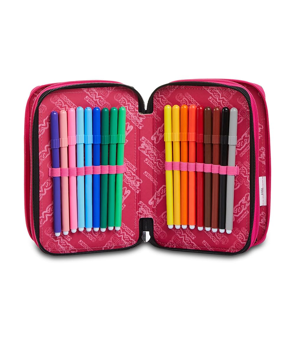 Seven Federmäppchen, Mäppchen, Mehrfarbig, Federtasche für Schreibwaren, Etui komplett mit Bleistiften, Filzstiften, Schulmaterial, mit 3 Fächern, Mädchen, Schule - Grundschule