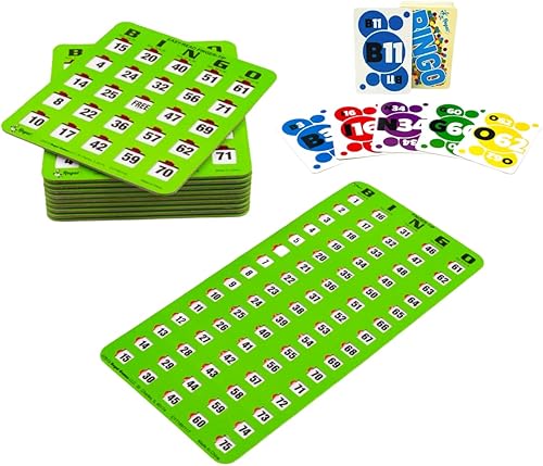 Miniatura 5 de Regal Games - Juego de tarjetas de bingo estándar con punta de dedo con tablero maestro y tarjetas de llamadas color verde 50 tarjetas de obturación