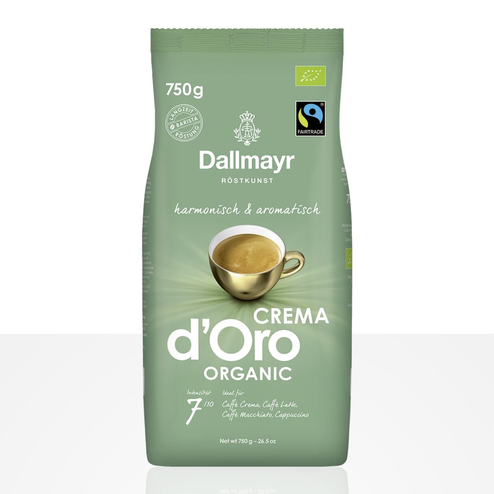 Dallmayr Crema d'Oro Organic 4 x 750g Kaffeebohnen, 100% Arabica