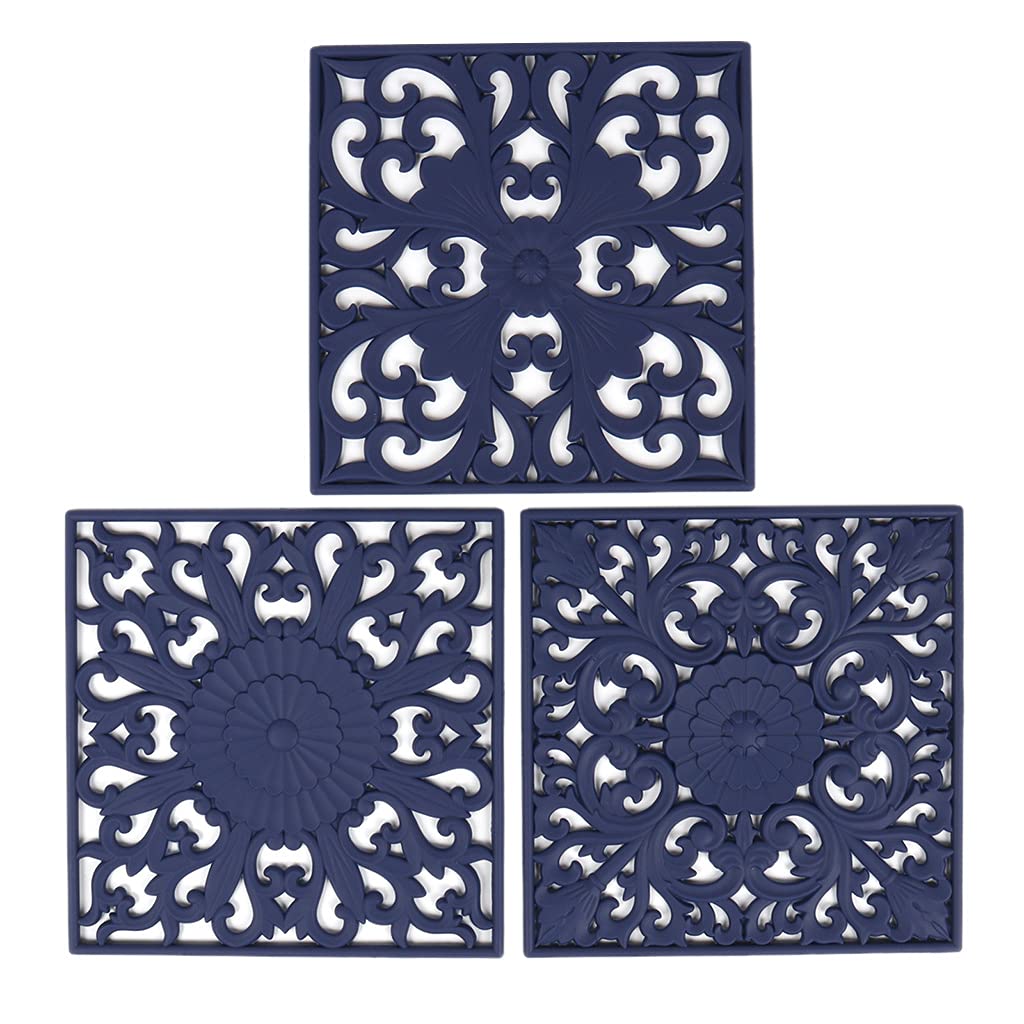 sodeber European Silicone Heat Insulation Pad to Protect the Desktop Classical Pattern Hollow Anti-scalding Insulation Pads for Table for Kitchen Silicone for Camping