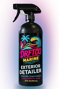 Exterior Boat Cleaner & Detailer Spray | Non-Acid Graphene + Ceramic SiO2 Protectant | for Gelcoat, Fiberglass & Marine Paint | UV Shield, Slick Shine | Made in USA, 32oz