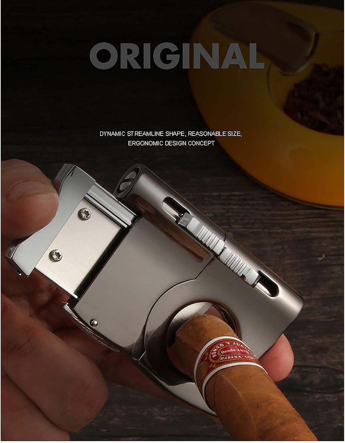 Classic Cigar Cutter Built-in 2 Size Cigar Punch Locked Blades Luxury Metal Cutters Cigar Guillotine Portable Cutting Accessories
