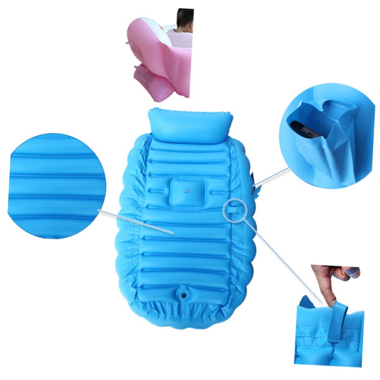 Bañera Inflable para Bebés Azul Portátil de Plástico para Viaje