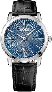 BOSS Analog Quarzuhr für Herren mit Schwarzes Lederarmband - 1513400