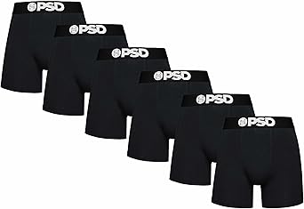 PSD Underwear Mens Boxer Briefs - 6 Pack Cotton Boxer Briefs, Mid Length, Soft & Breathable Boxer Briefs for Men