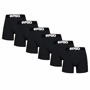 PSD Underwear Mens Boxer Briefs - Solid Basics Mid Length Pack Singles Soft Breathable Boxer Briefs for Men