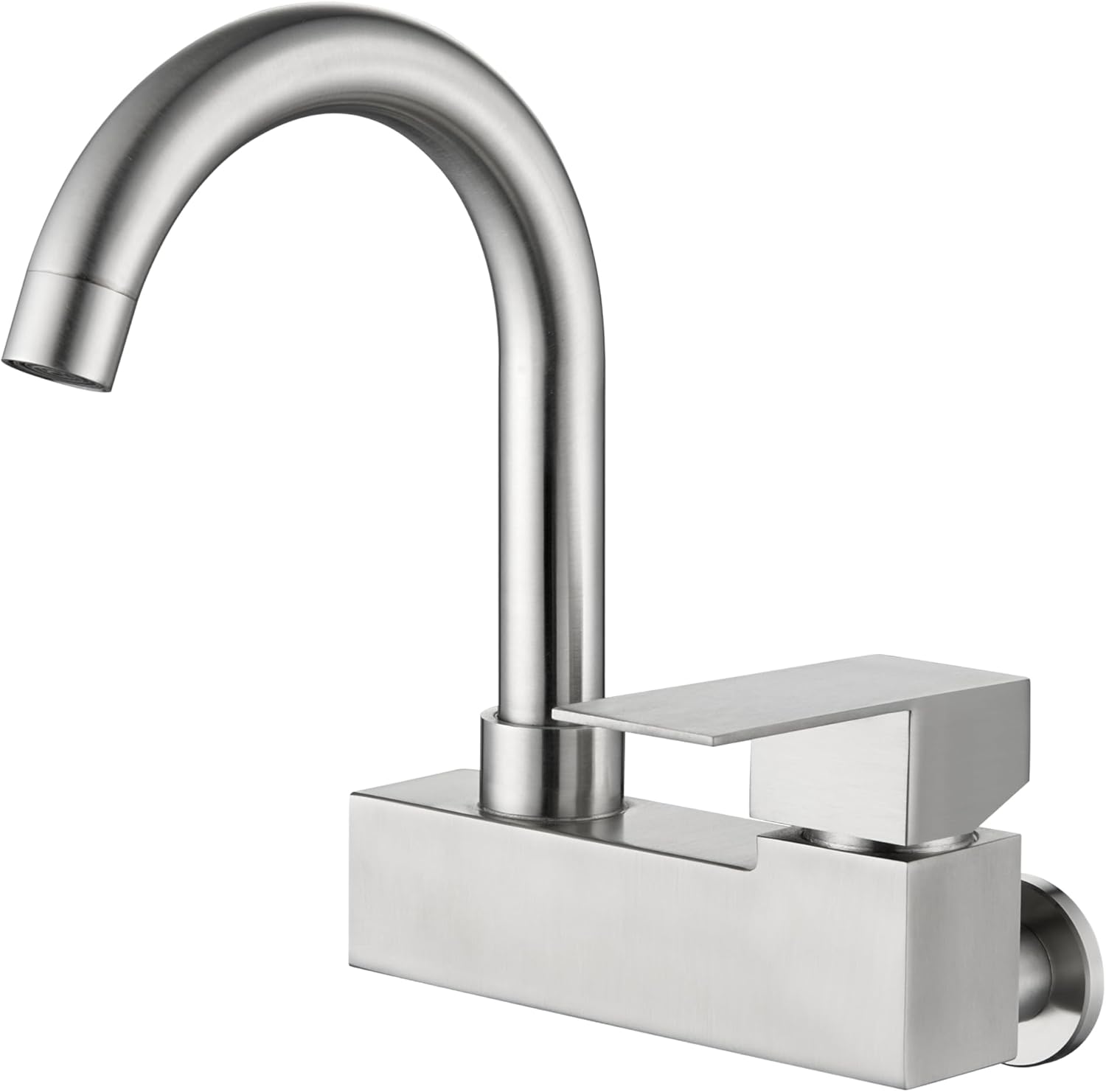 4 Inch Center Laundry Utility Sink Faucet, Single Handle Wall Mount Kitchen Faucets, Brushed Nickle Mixer Tap, Lead-Free