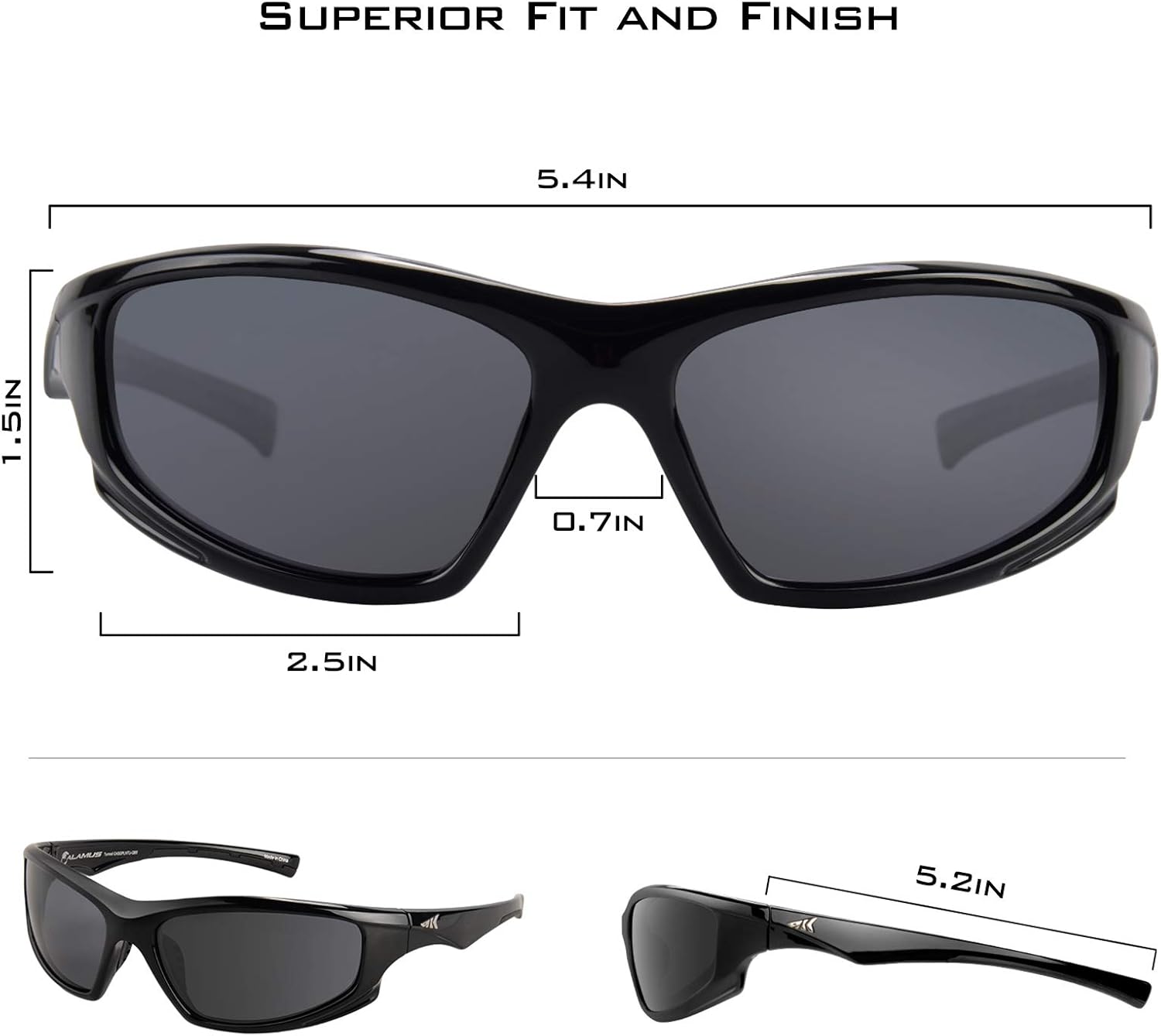 KastKing Seneca Polarized Sport Sunglasses for Men and Women, Gloss Black Frame,Smoke Lens : Sports & Outdoors