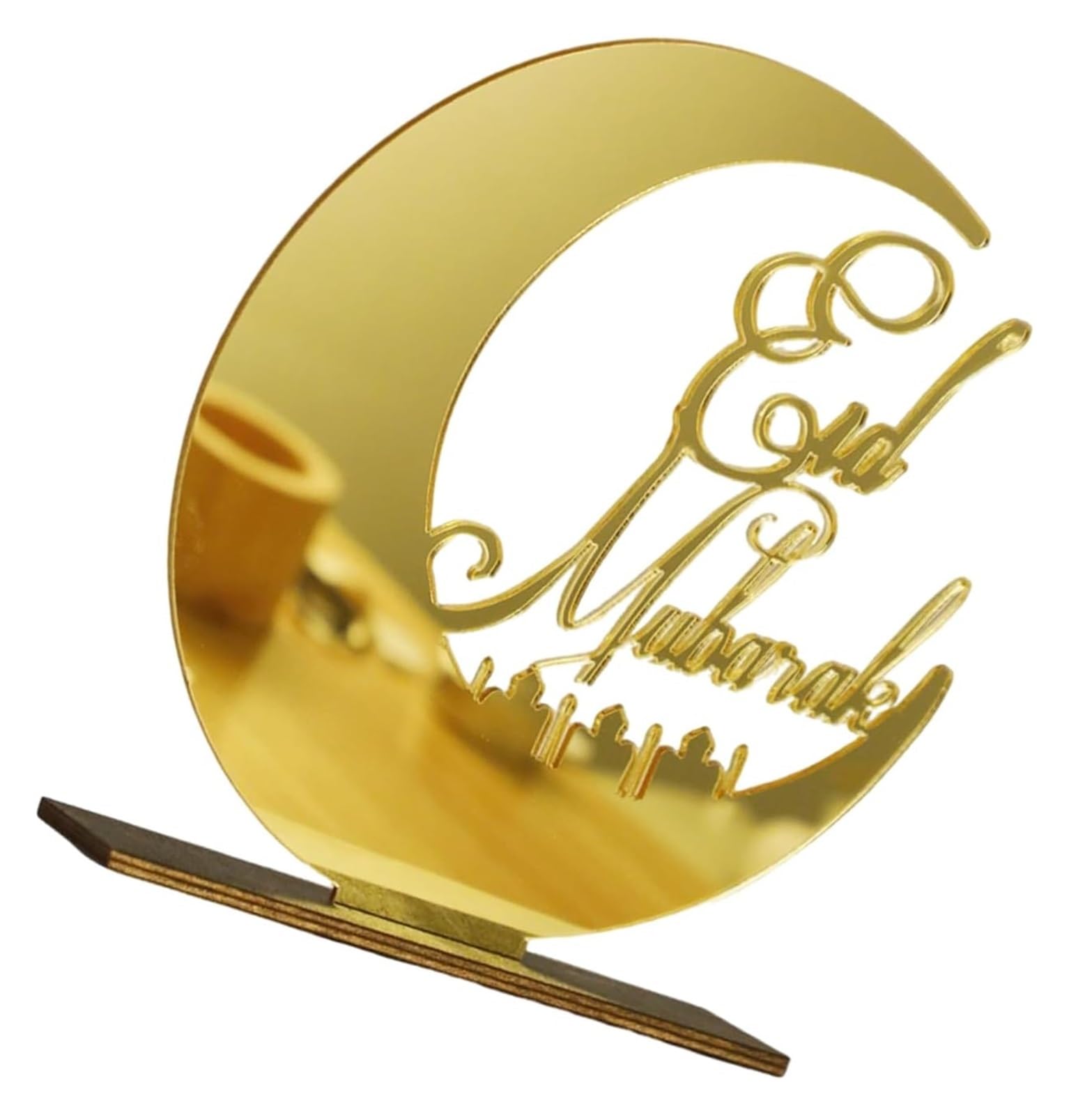 Ptrecniok Ramadan Decorations For Home Table， Islamics Eid Festival Moon Acrylic Table Sign Ornament For Ramadans Muslims Party(Gold)