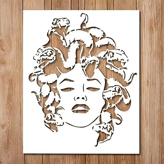 7"x 9" Medusa Stencil - Snake Creature Graffiti Street Art Mythology Insipational Stencils Reusable for Painting on Wood, Glass, Wall, Rock, Walls, Glassware - Snake Graffiti Street Art Stencil