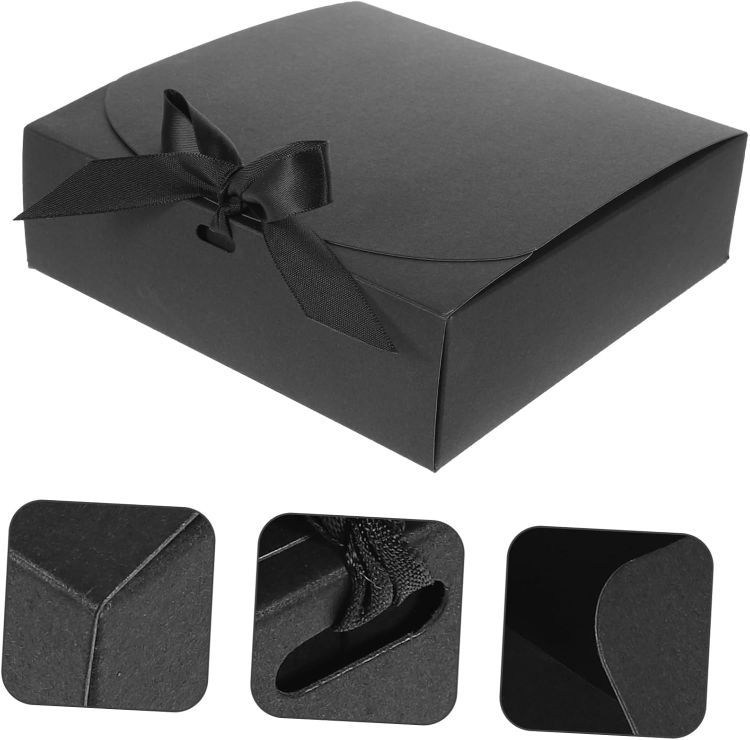 PRETYZOOM 10pcs Heavy-duty Kraft Paper Boxes Flip Lid Elegant Black Storage for Jewelry Cookies and Presents Wrapping Box for Occasions