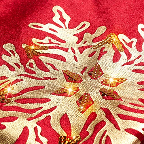 David Rocco Red Gold Christmas Stocking, 21 Inches Fashion And Luxury Christmas Stocking With Glistening Snowflake.(Red) #TOP2
