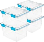 Sterilite 3-Pack Gasket Box, Weather-Resistant Storage Bins with Latching Lids, 120 Quart - Heavy-Duty Organizing Containers for Closet, Bathroom, and Office
