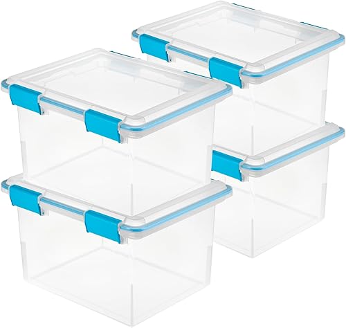 Miniatura 14 de Sterilite Paquete de 12 cajas de juntas, contenedores de almacenamiento resistentes a la intemperie con tapas de cierre, 20 cuartos de galón,