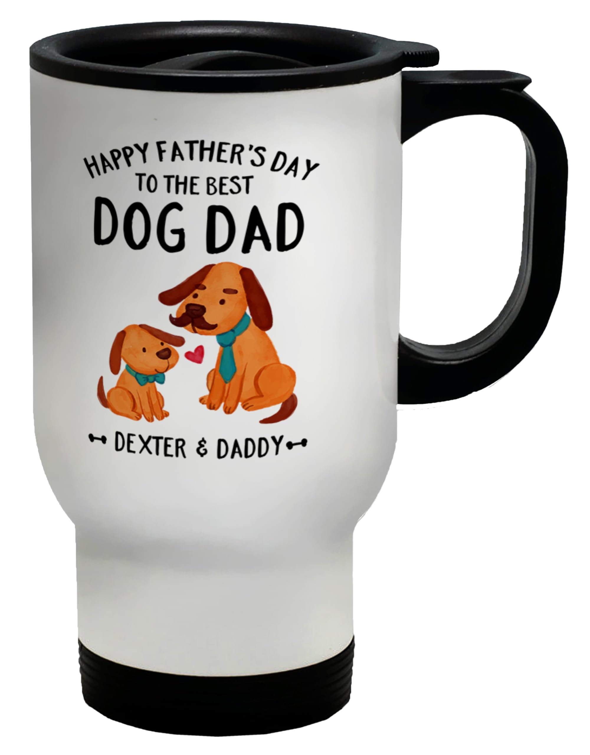 Shopagift Personalised Happy Father's Day Travel Mug to The Best Dog Dad Stainless Steel 14oz Cup