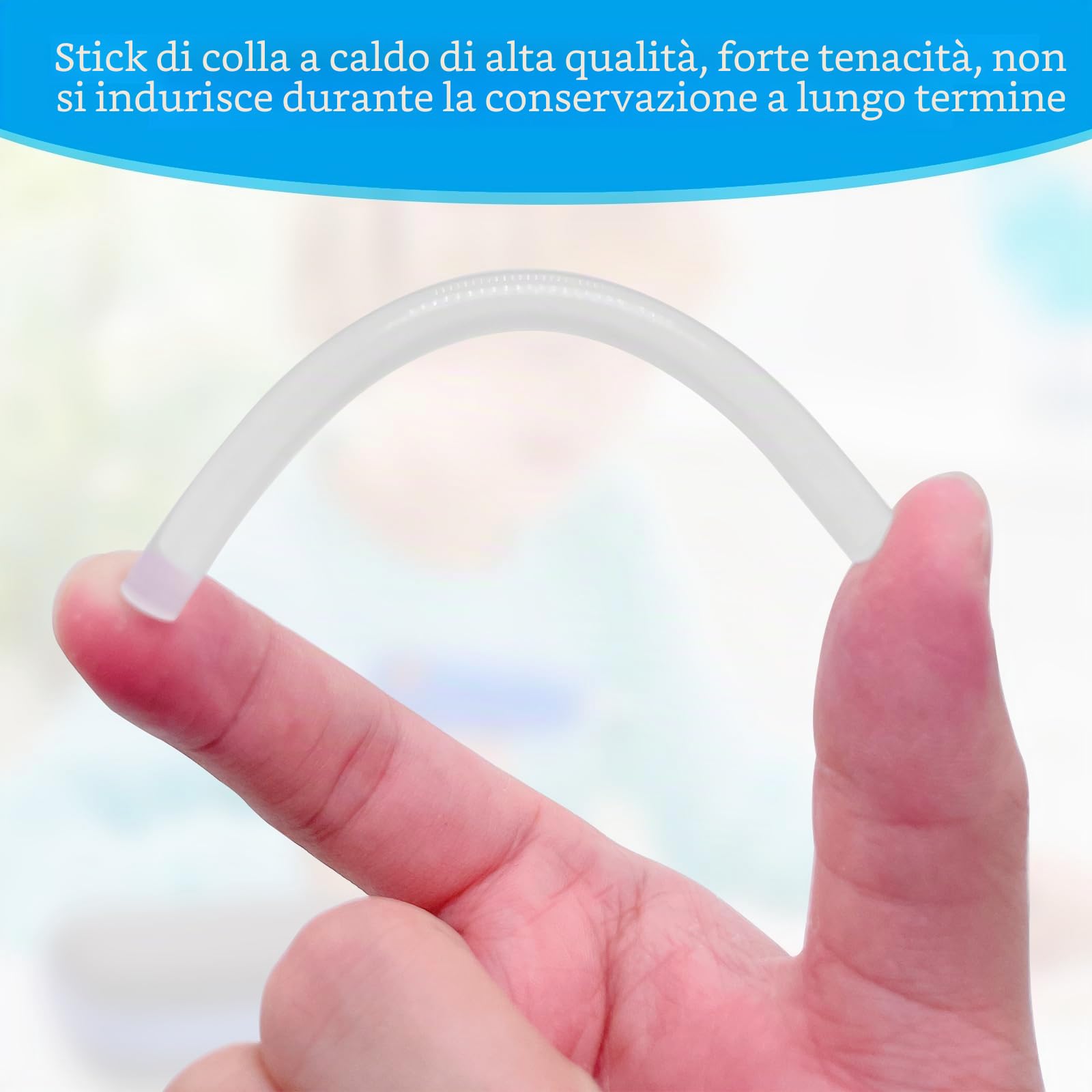 200 Pezzi Colla Bastoncini 100 x 7 mm - Colla A Caldo Trasparente Universale per Pistola A Colla Calda, Ideale per Fai Da Te e Artigianato