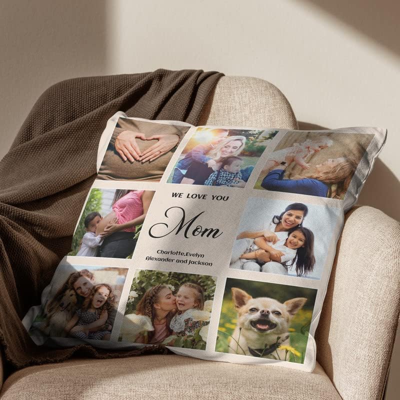 Miniatura 4 de Bivei Funda de almohada personalizada con imagen y texto, almohada decorativa personalizada para mamá, funda de almohada personalizada para fotos