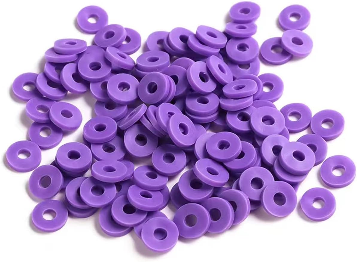 2000pcs Heishi Vinyl Beads Polymer Clay Beads Flat Round Spacer Beads for Making Bracelet Necklace Earring Accessories DIY Handmade Craft (Purple, 6mm)