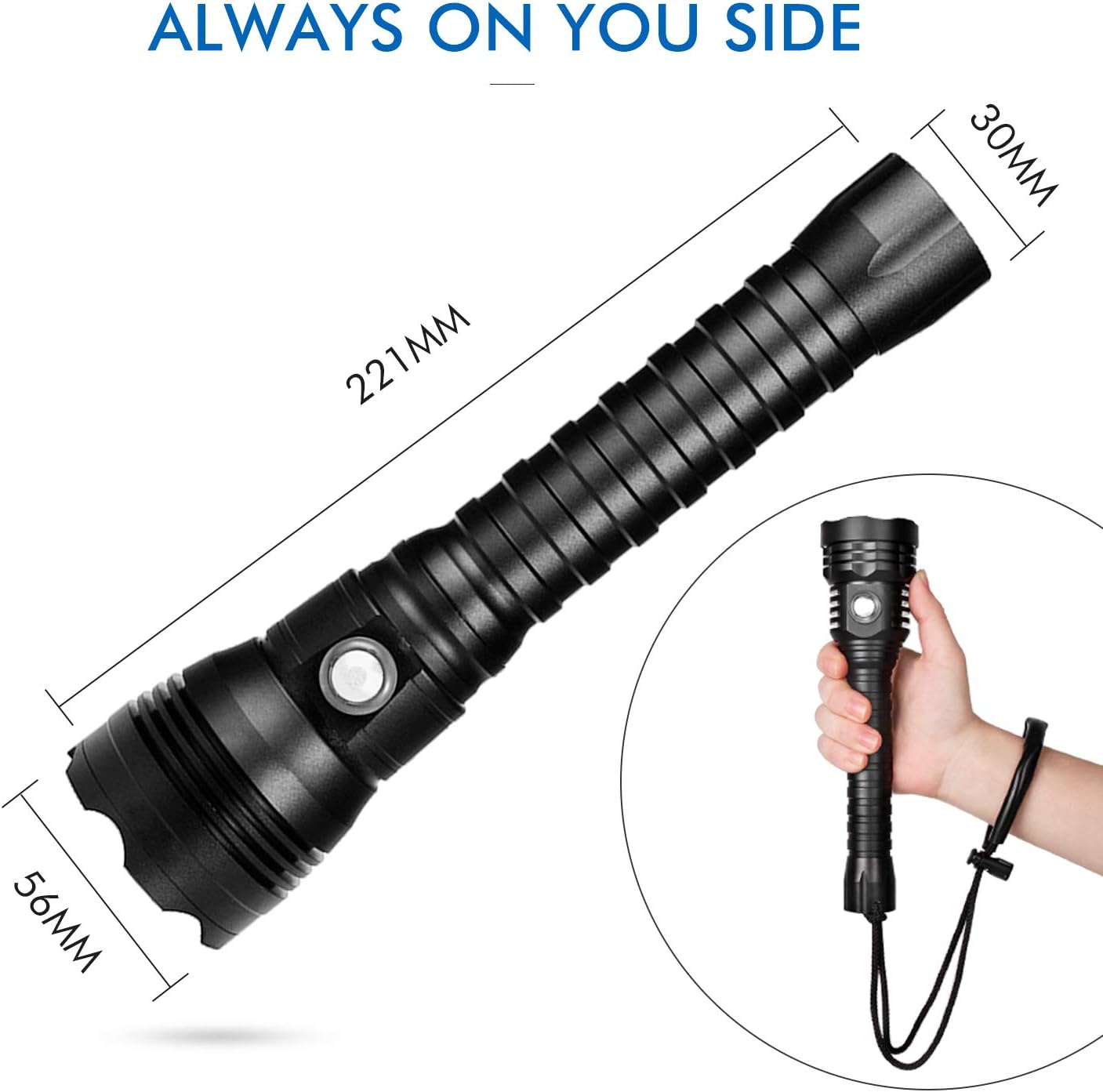 Sondiko Diving Flashlight, 5000 Lumen CREE-XHP70.2 Super Bright 100M Underwater Scuba Diving Light with Rechargeable Batteries