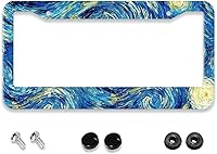 Vista 1 de Marco de Matrícula Nocturna Estrellada - 1 Paquete Personalizado de Aluminio, Cubierta de Placa de Auto con Arte de Pintura al Óleo, Porta Placa