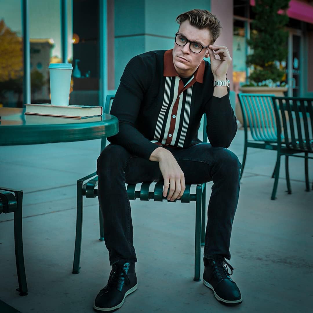 PJ PAUL JONES Men‘s Button Down Polo Shirts Striped Knitted Cardigan Sweaters - Image 4