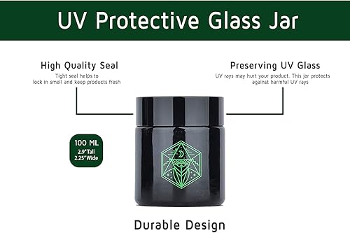 Miniatura 5 de Tarro pequeño de vidrio tintado y tapa con obras de arte pintadas, protección contra la luz UV para hierbas y especias, condimentos, organización y