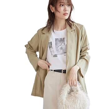 ロペピクニック麻調シアーダブルテーラードジャケット　茶 ダークブラウン　38 ROPÉ PICNIC(ロペピクニック) / セットアップ対応/麻調シアー