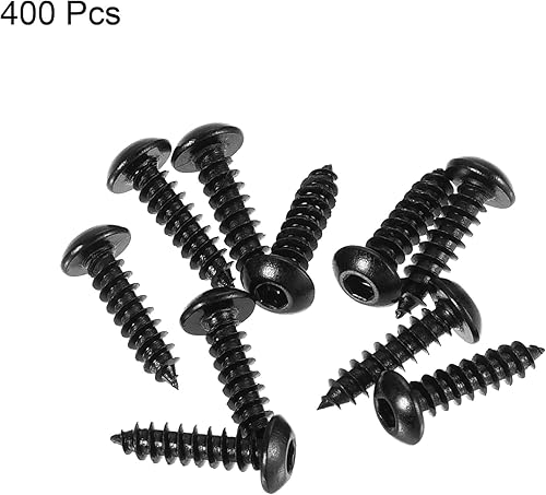 Miniatura 3 de uxcell Tornillos autorroscantes hexagonales, tornillo de madera de acero al carbono M3 x 0.472 in 400pcs