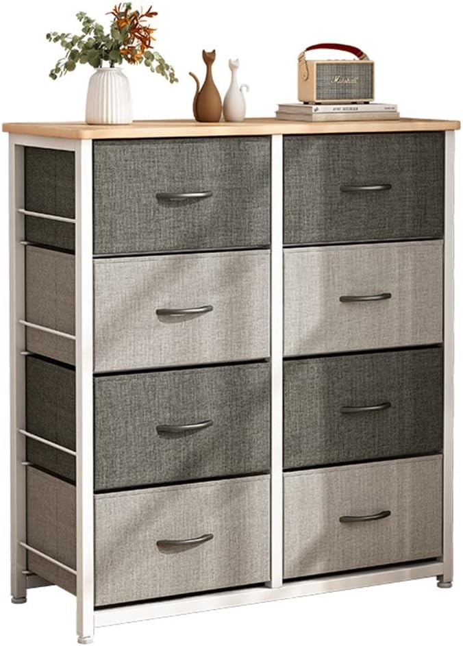 8/10-Drawer Iron Frame Dresser,Fabric Storage Tower,X-Shaped Reinforcement Rod,Tall Chest Organizer Unit for Bedroom,Hallway,Nursery,Closets,Style 1
