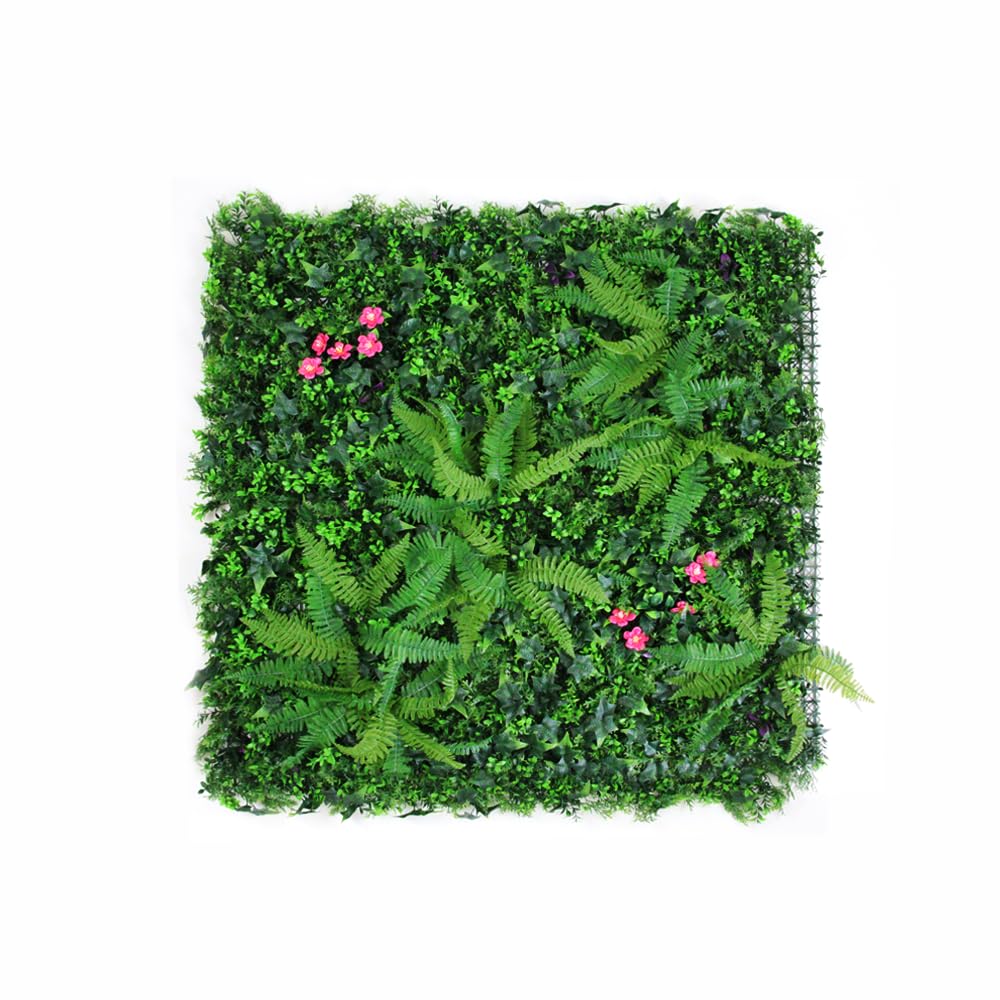 Toima Jardín Vertical de 100x100 cm con Pequeña Flor Rosa, Panel Decorativo Artificial para Interior