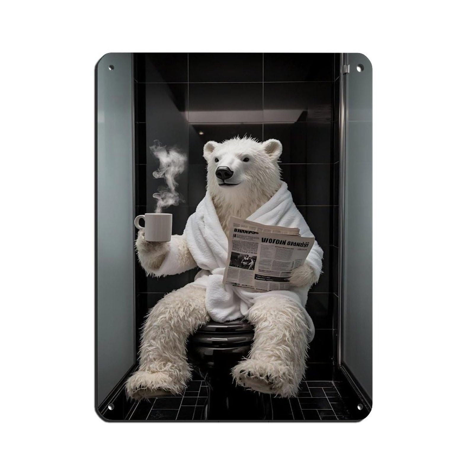 Lxwnze 30L X 40W Cm Polar Bear Bathroom Art Tin Sign Vintage Metal Pub Club Cafe Bar Home Wall Art Decoration Poster Retro 12X16inch(30X40cm)