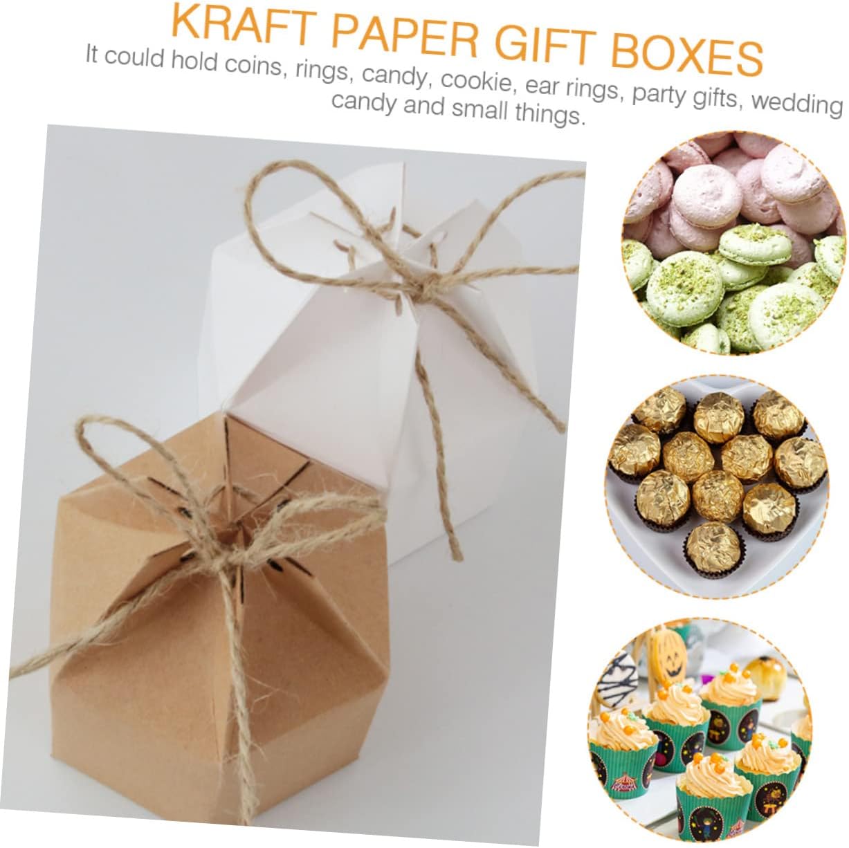 COLLBATH Hexagonal Candy Boxes 20pcs Kraft Paper Gift Xmas Halloween