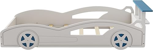 Miniatura 7 de Harper & Bright Designs Cama de plataforma en forma de auto de tamaño individual con almacenamiento y ruedas, cama individual para niños, marco de