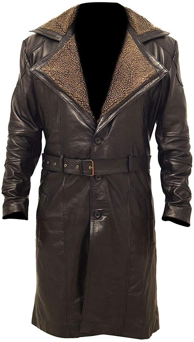 Outfit Craze Men’s German WW2 Real Leather Trench Long Coat with Fur