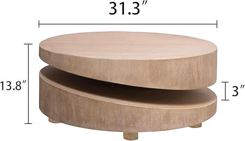 Miniatura 122 de SSLine Mesa de centro rectangular de madera antigua de 45.2 pulgadas para sala de estar, mesas auxiliares de almacenamiento de 2 niveles con patas